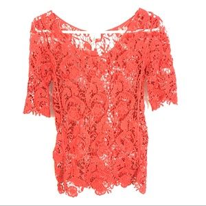 Point Cotton Crochet Medium Large Red Top